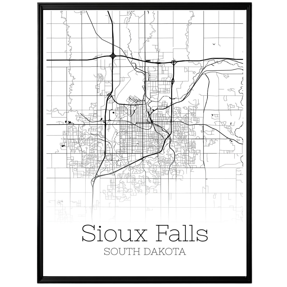 Sioux Falls South Dakota City Map Poster - GroovyGrove