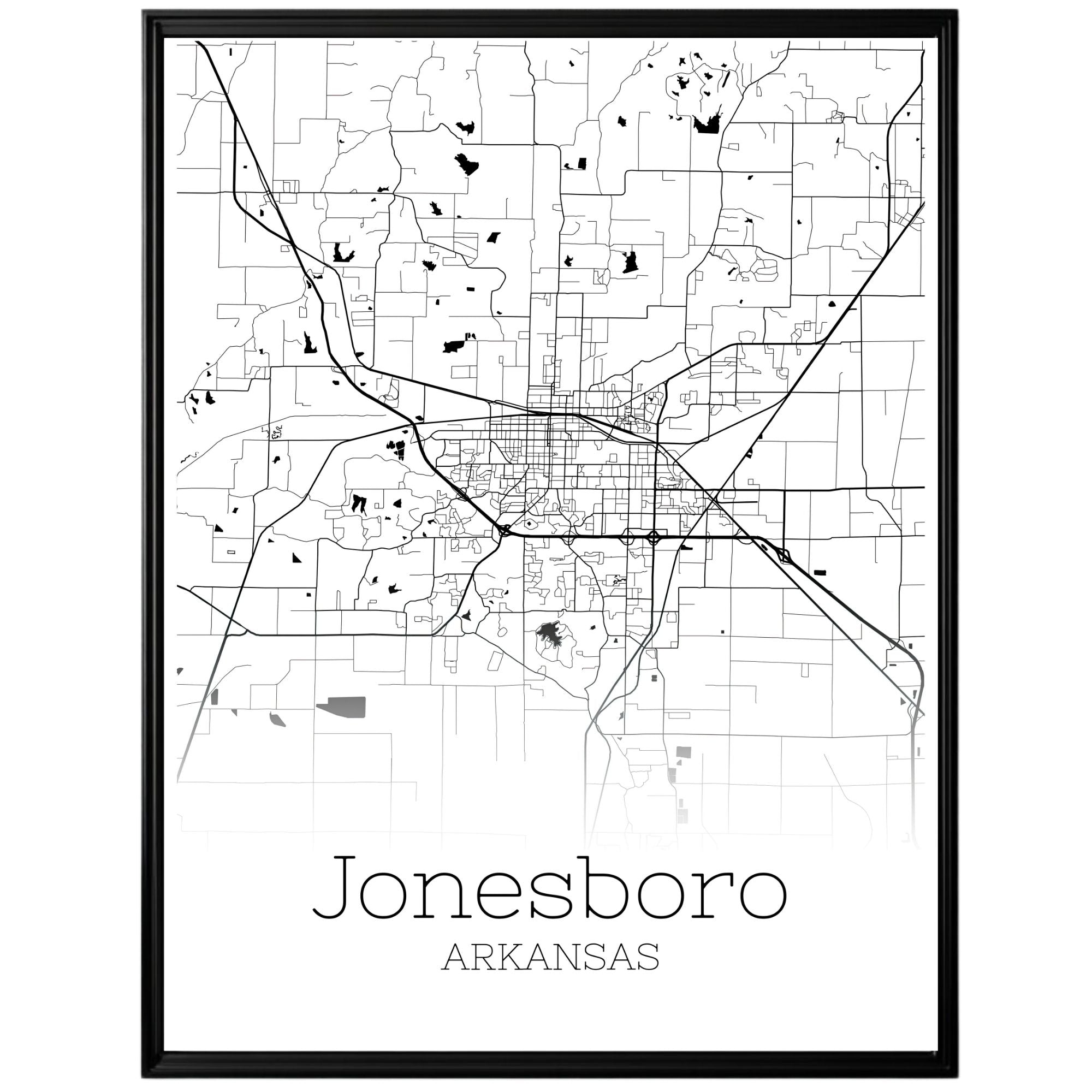 Jonesboro Arkansas City Map Poster - GroovyGrove