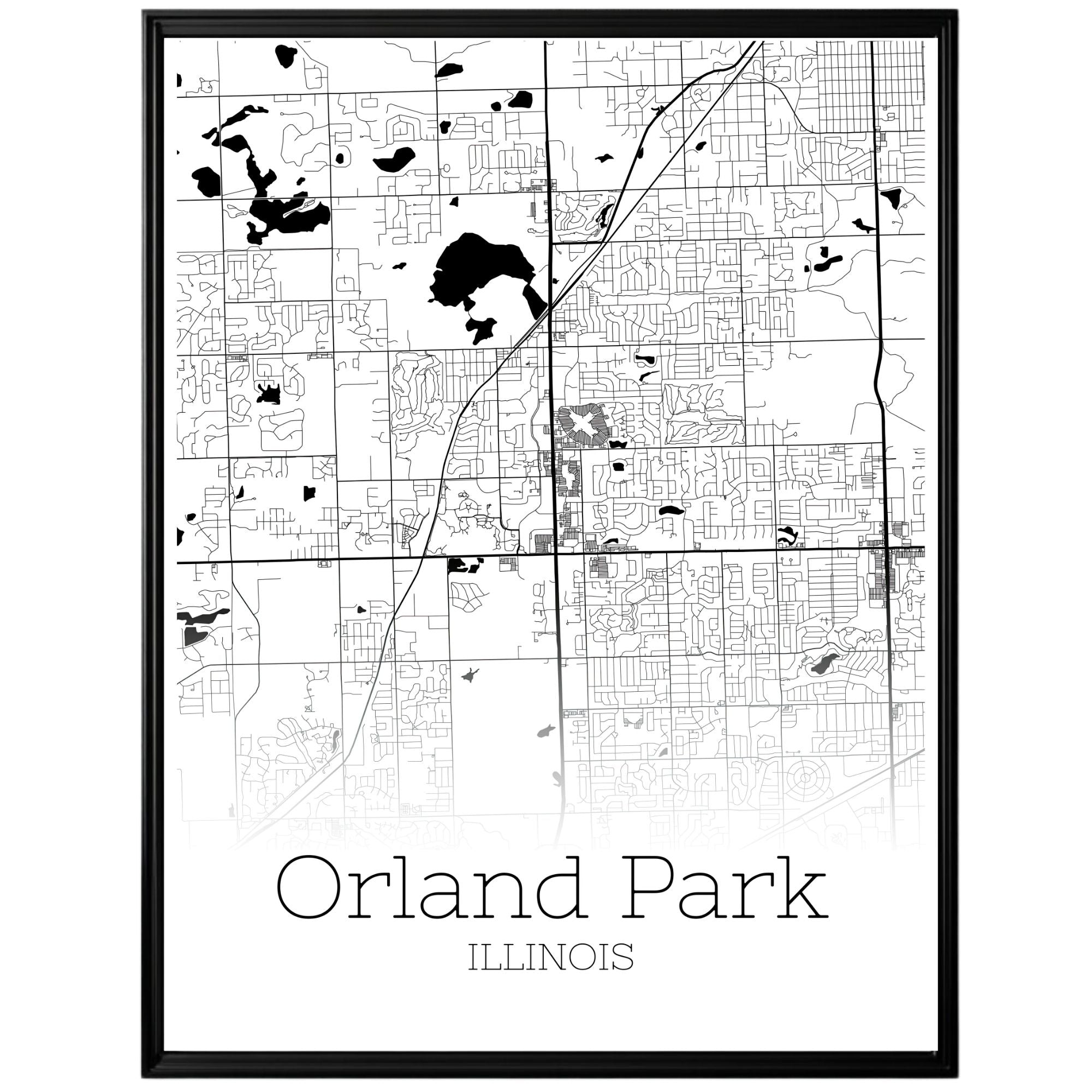 Orland Park Illinois City Map Poster - GroovyGrove