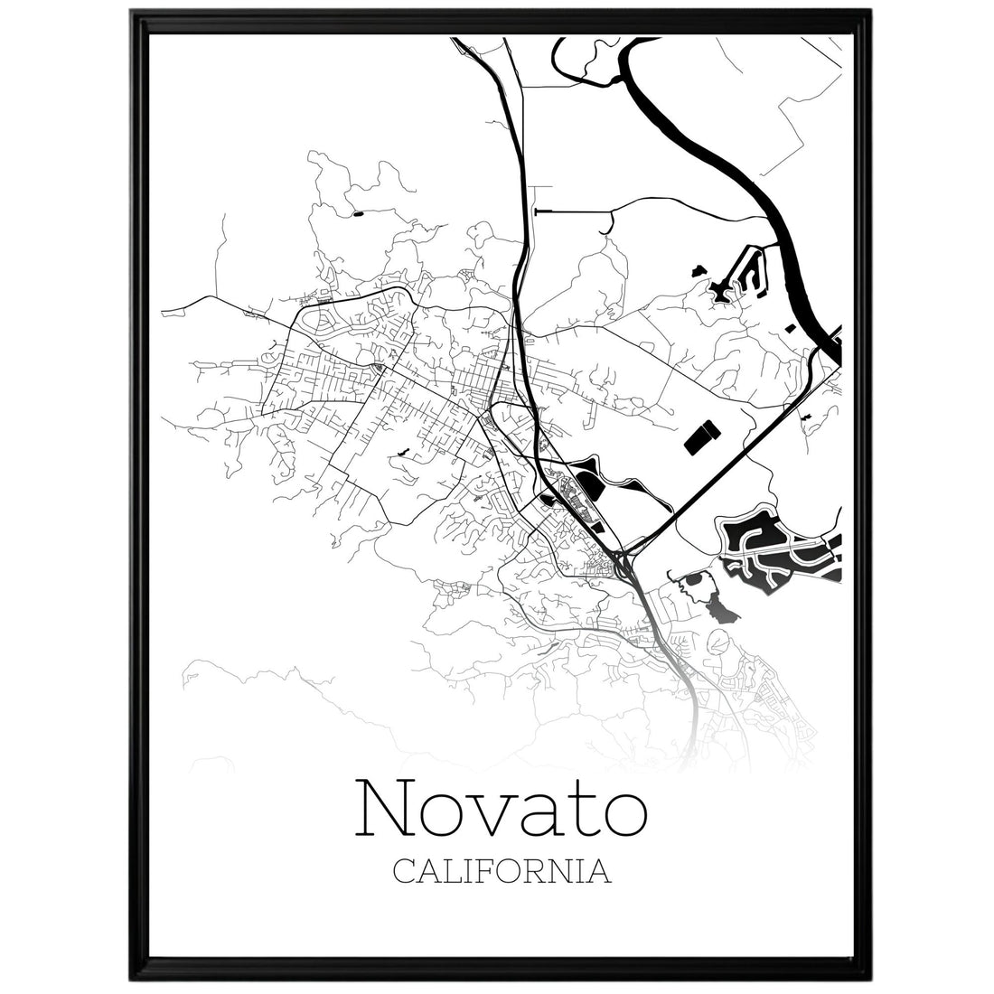 Novato California City Map Poster - GroovyGrove