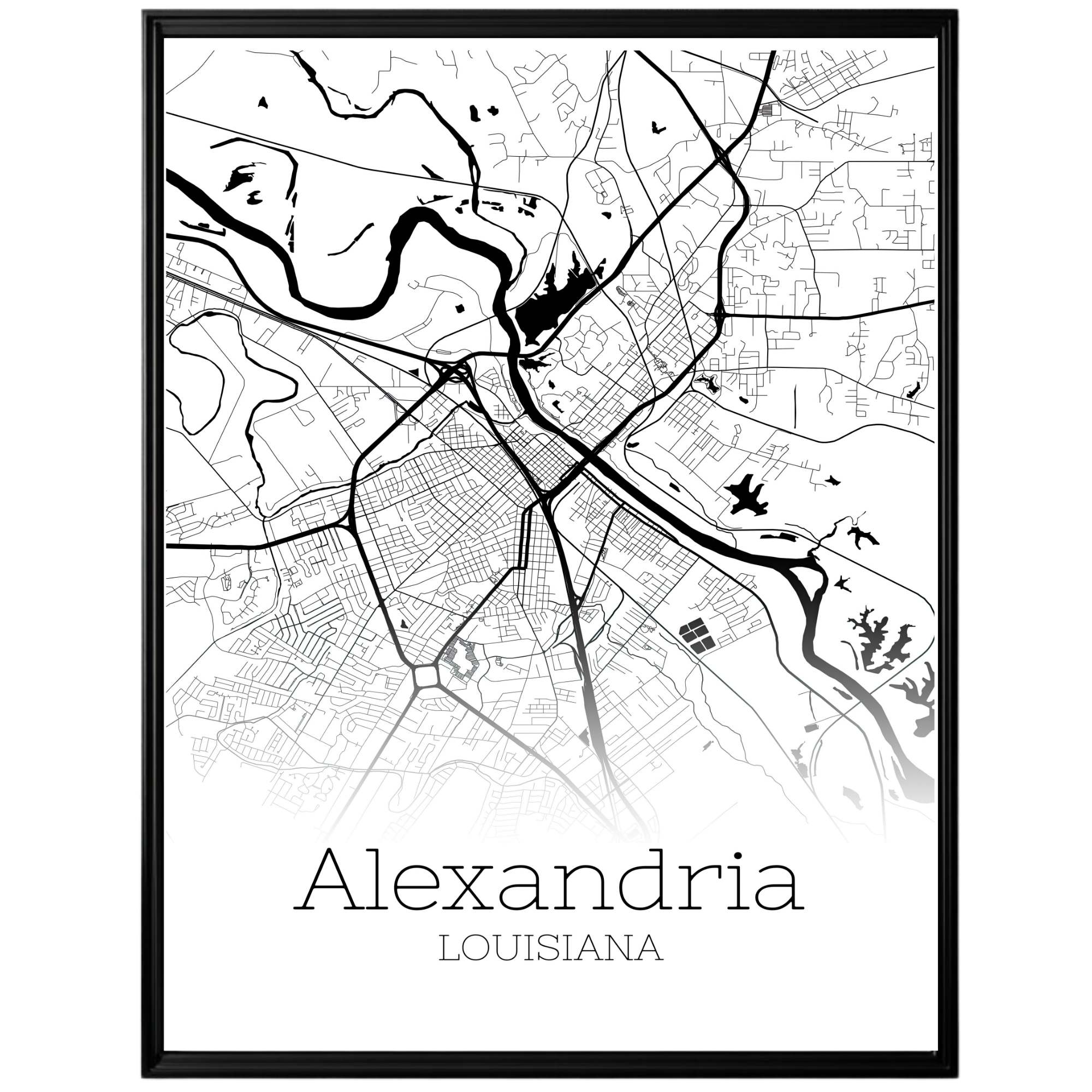 Alexandria Louisiana City Map Poster - GroovyGrove