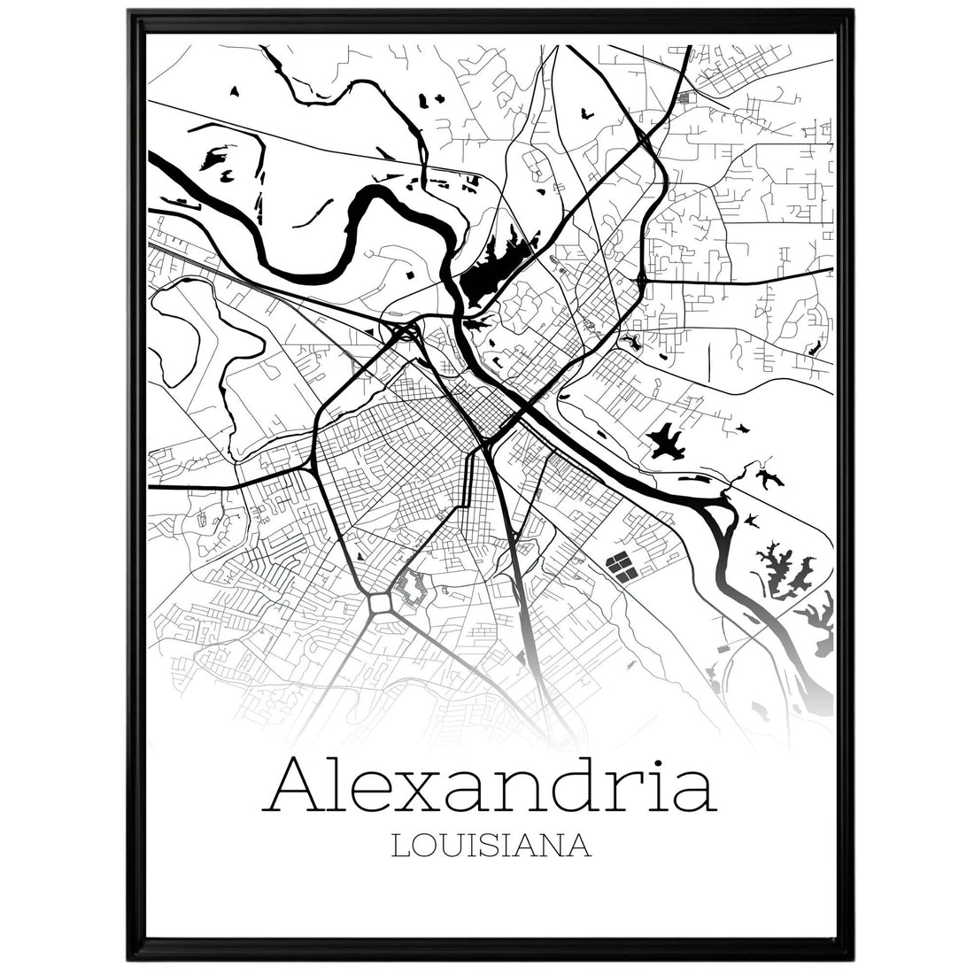 Alexandria Louisiana City Map Poster - GroovyGrove