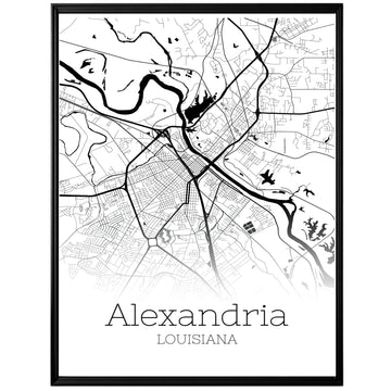 Alexandria Louisiana City Map Poster - GroovyGrove