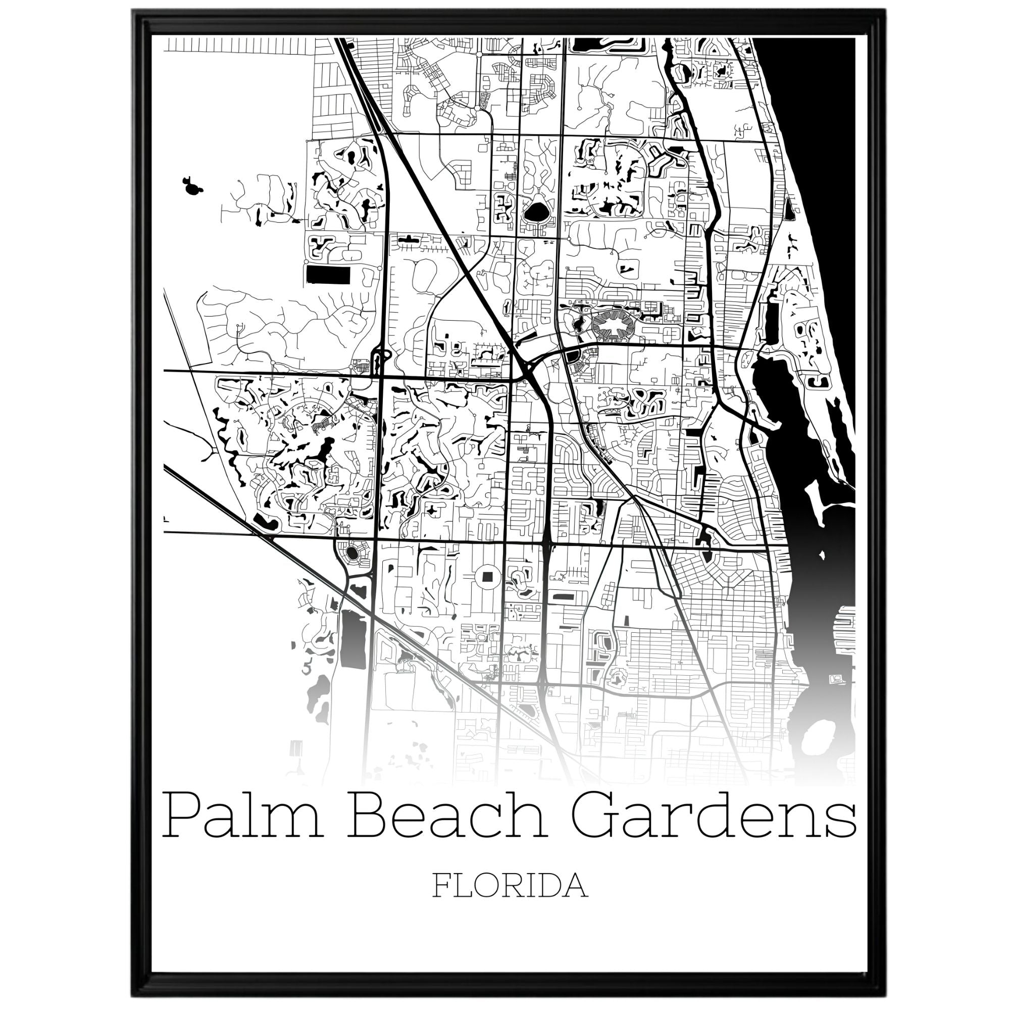 Palm Beach Gardens Florida City Map Poster - GroovyGrove