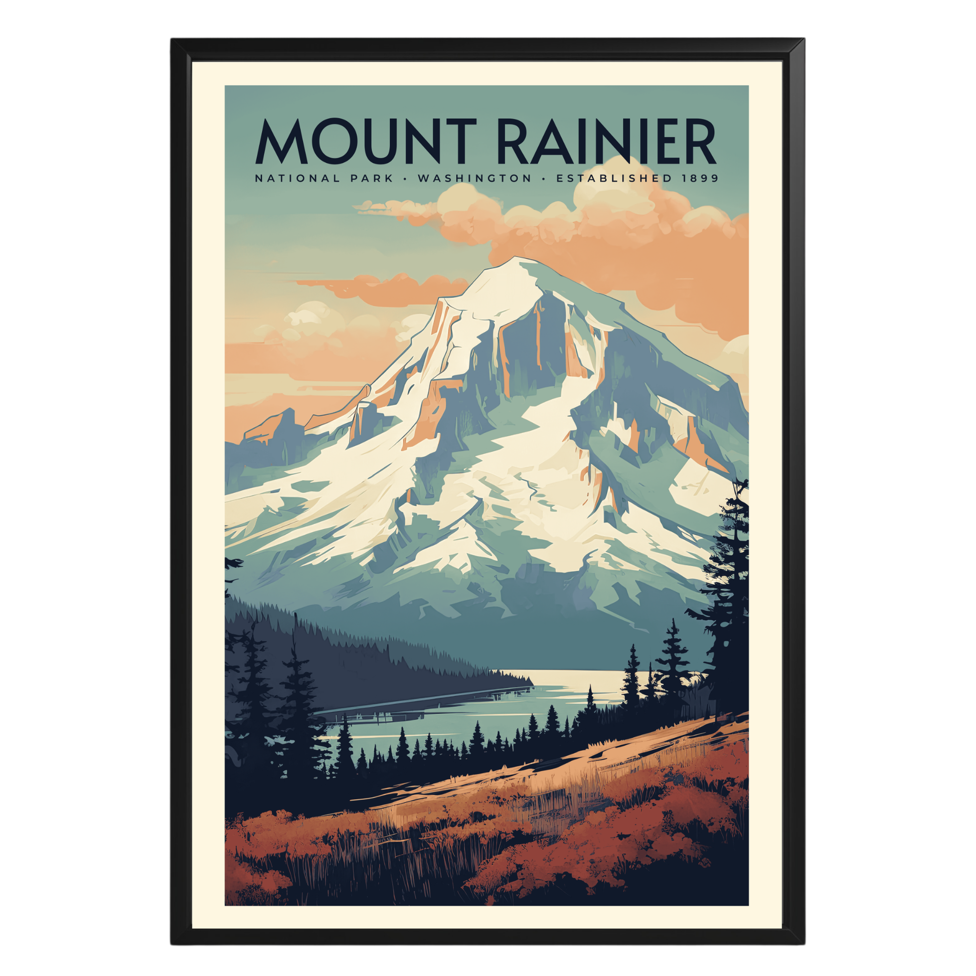 Mount Rainier National Park Vintage Poster - GroovyGrove