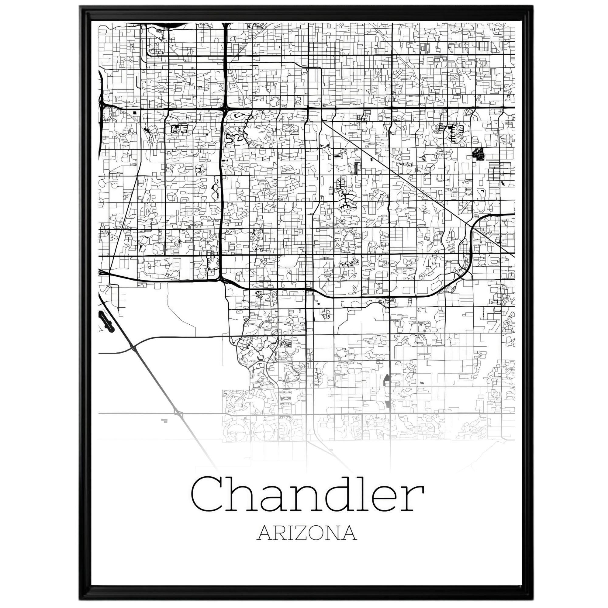 Chandler Arizona City Map Poster - GroovyGrove