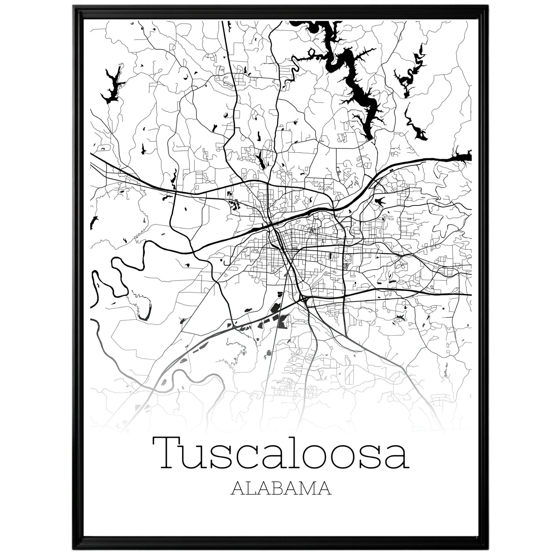 Tuscaloosa Alabama City Map Poster - GroovyGrove