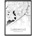 Lakewood Washington City Map Poster - GroovyGrove