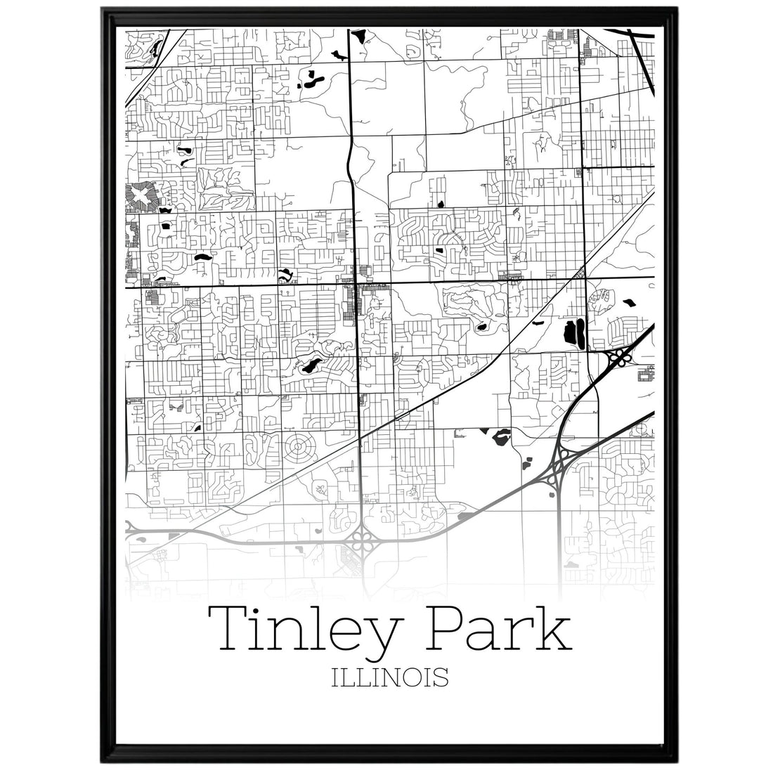 Tinley Park Illinois City Map Poster - GroovyGrove