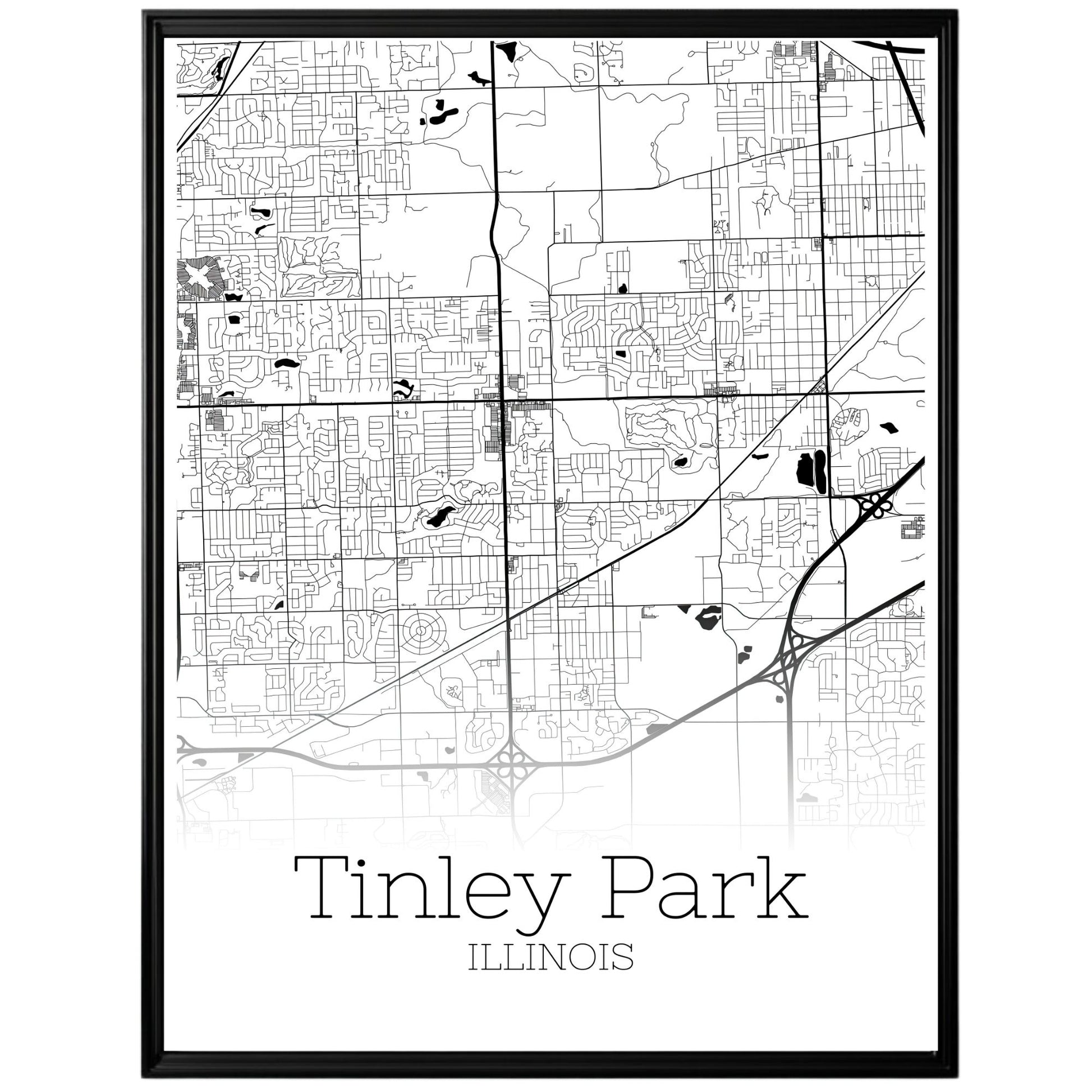 Tinley Park Illinois City Map Poster - GroovyGrove