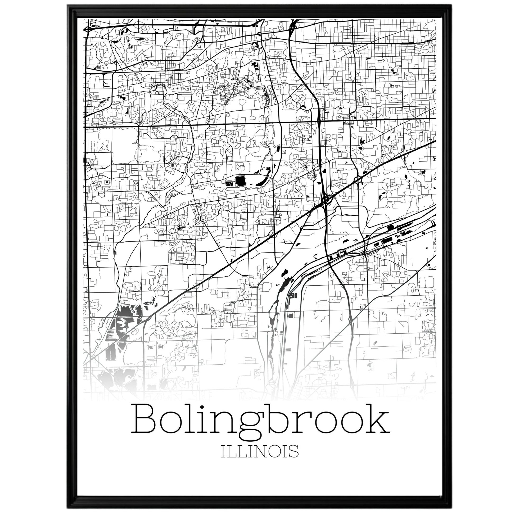 Bolingbrook Illinois City Map Poster - GroovyGrove