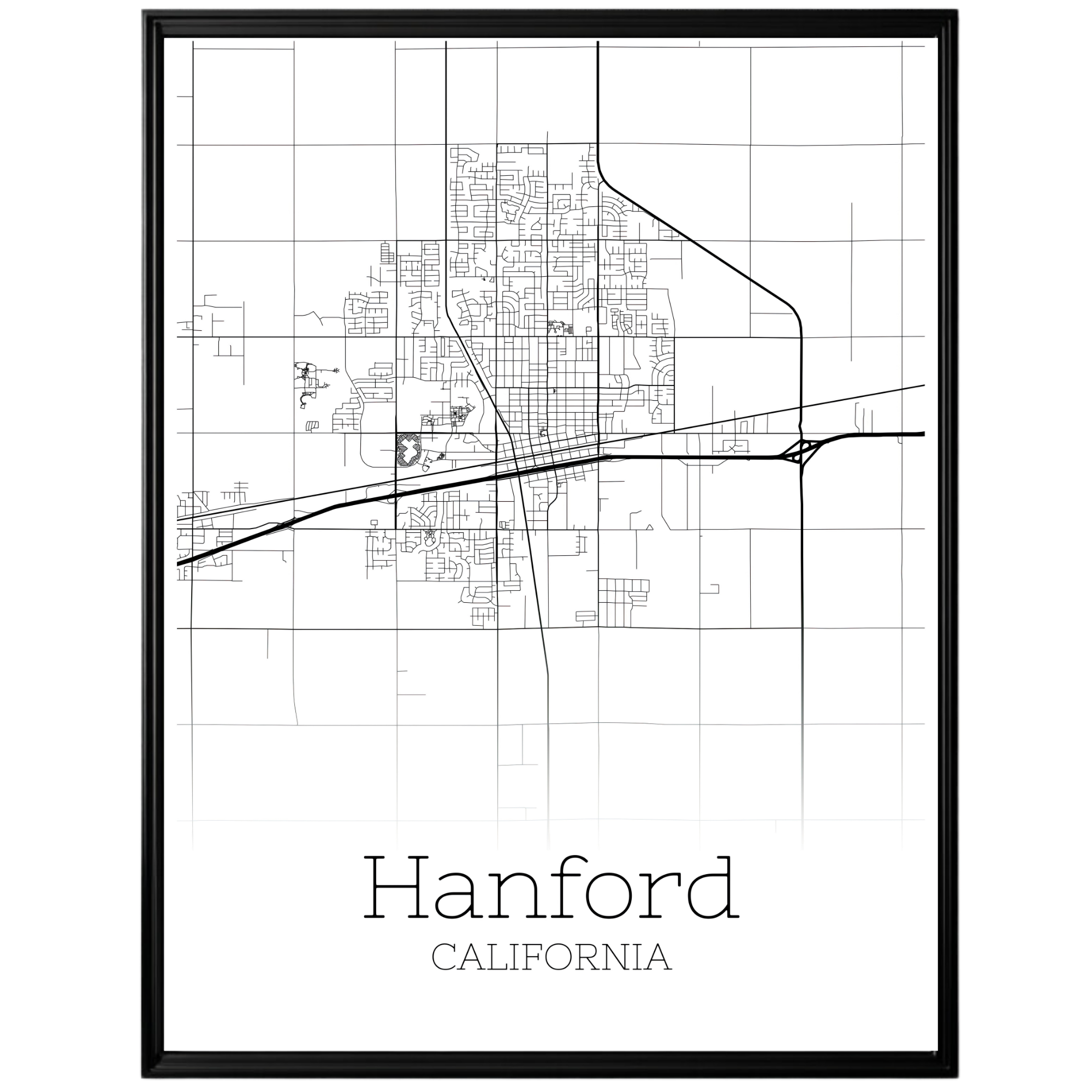 Hanford California City Map Poster - GroovyGrove