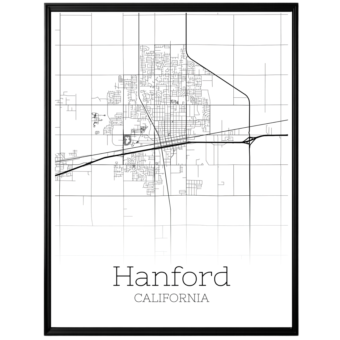 Hanford California City Map Poster - GroovyGrove