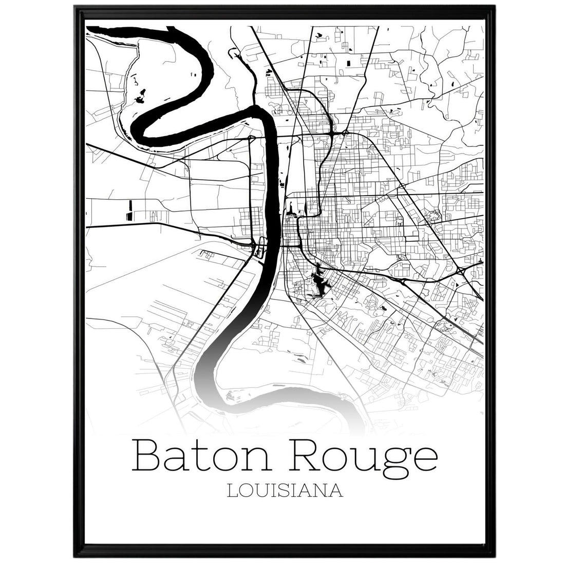 Baton Rouge Louisiana City Map Poster - GroovyGrove