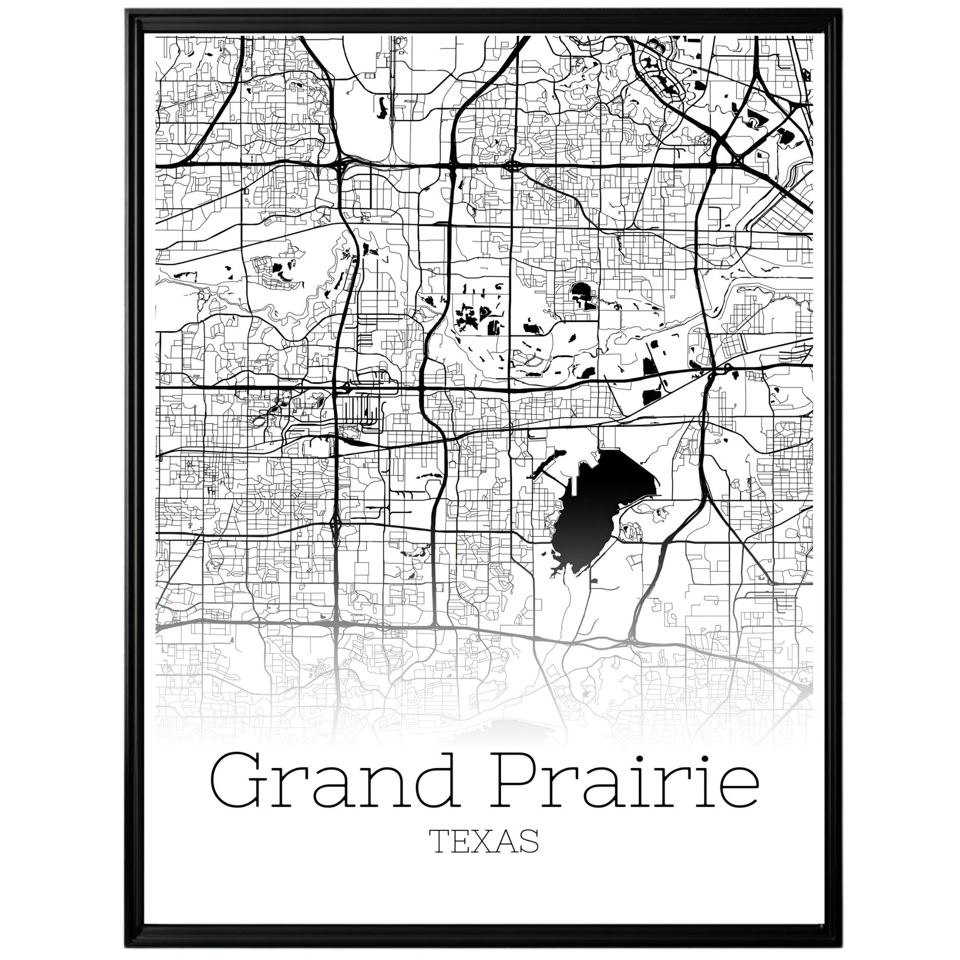 Grand Prairie Texas City Map Poster - GroovyGrove