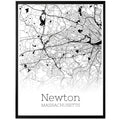 Newton Massachusetts City Map Poster - GroovyGrove