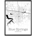 Blue Springs Missouri City Map Poster - GroovyGrove