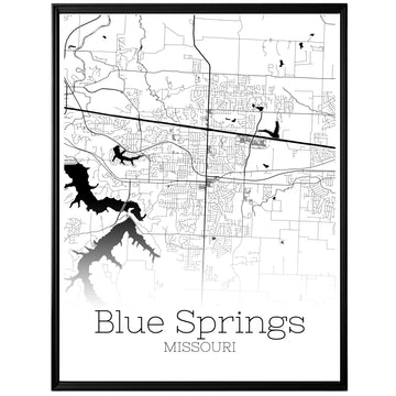 Blue Springs Missouri City Map Poster - GroovyGrove