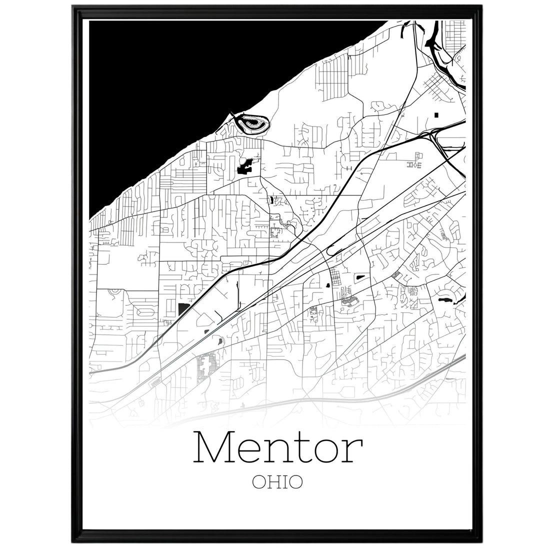 Mentor Ohio City Map Poster - GroovyGrove