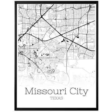 Missouri City Texas Map Poster - GroovyGrove