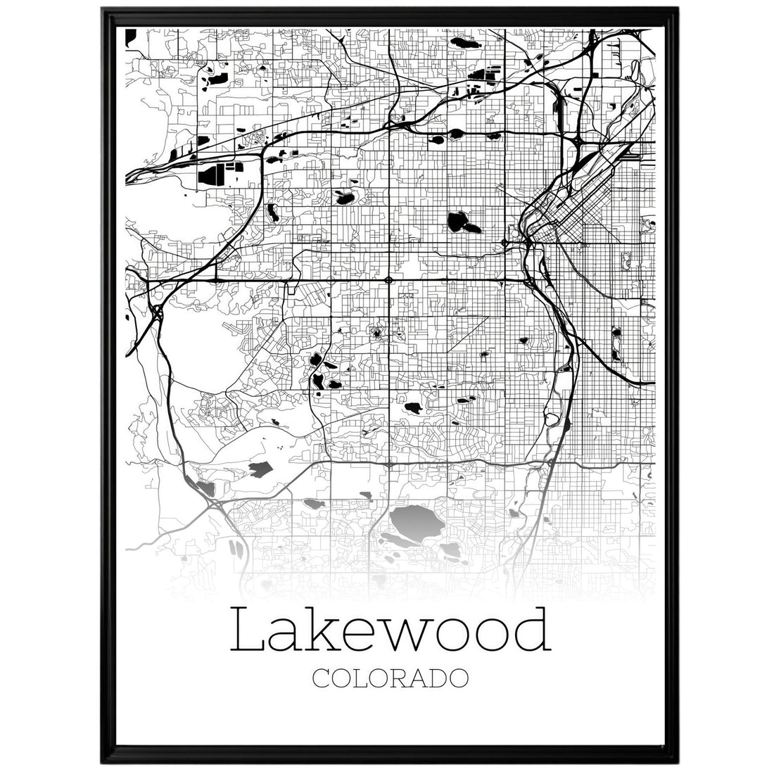 Lakewood Colorado City Map Poster - GroovyGrove