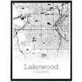 Lakewood Colorado City Map Poster - GroovyGrove