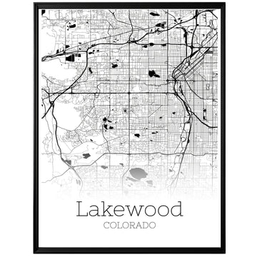 Lakewood Colorado City Map Poster - GroovyGrove