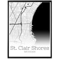 St. Clair Shores Michigan City Map Poster - GroovyGrove