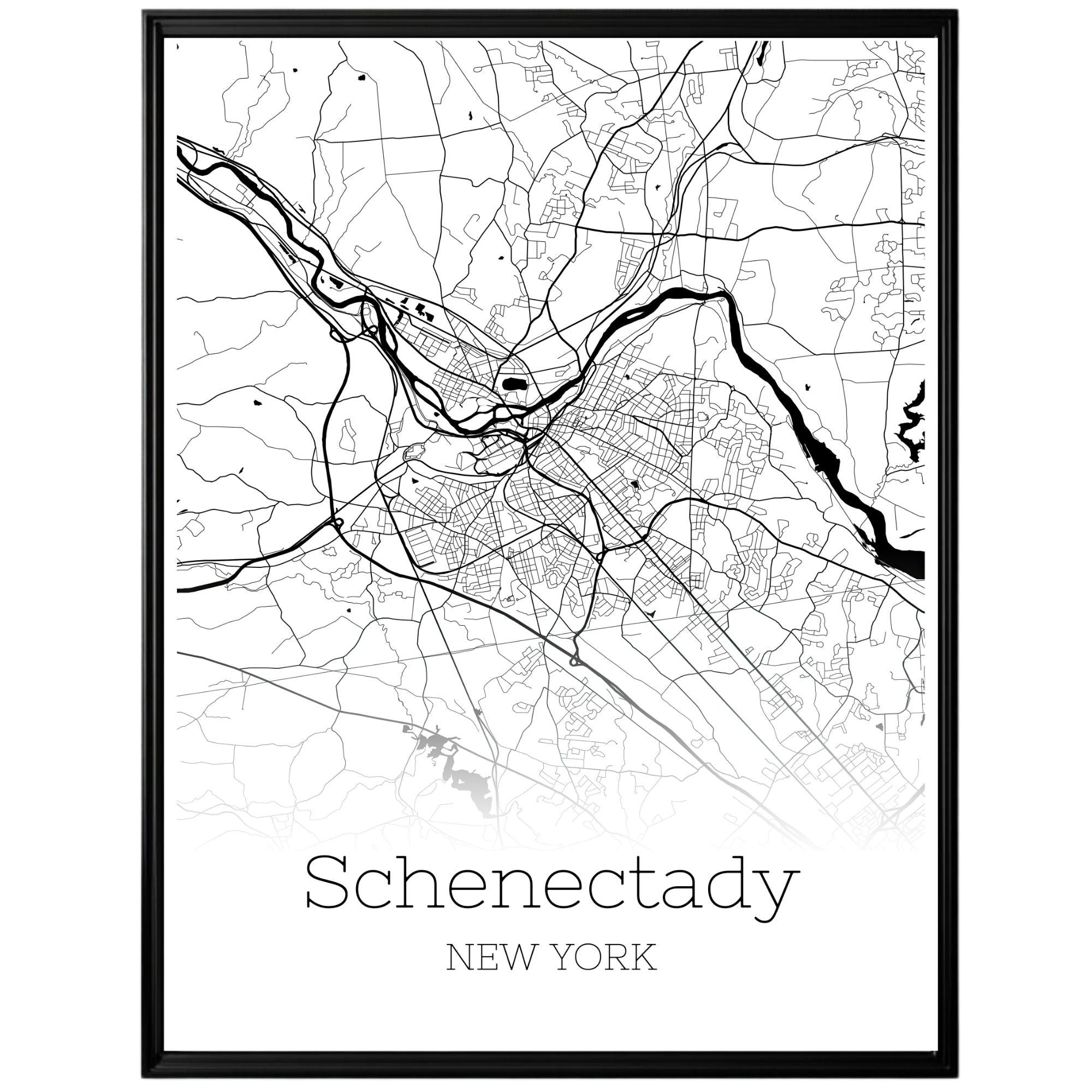 Schenectady New York City Map Poster - GroovyGrove