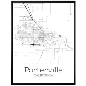 Porterville California City Map Poster - GroovyGrove