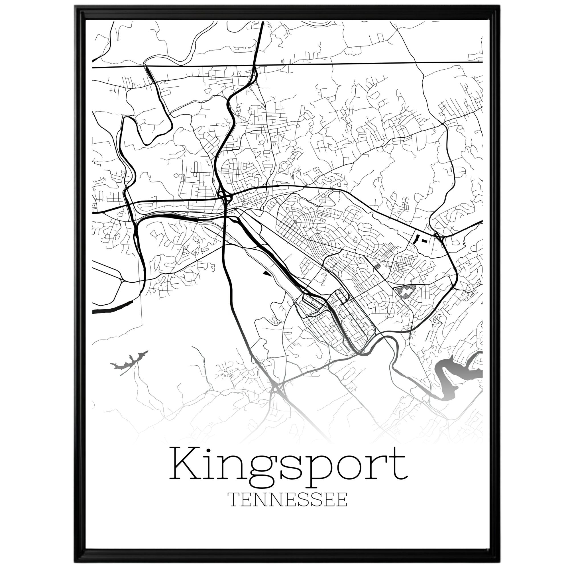 Kingsport Tennessee City Map Poster - GroovyGrove