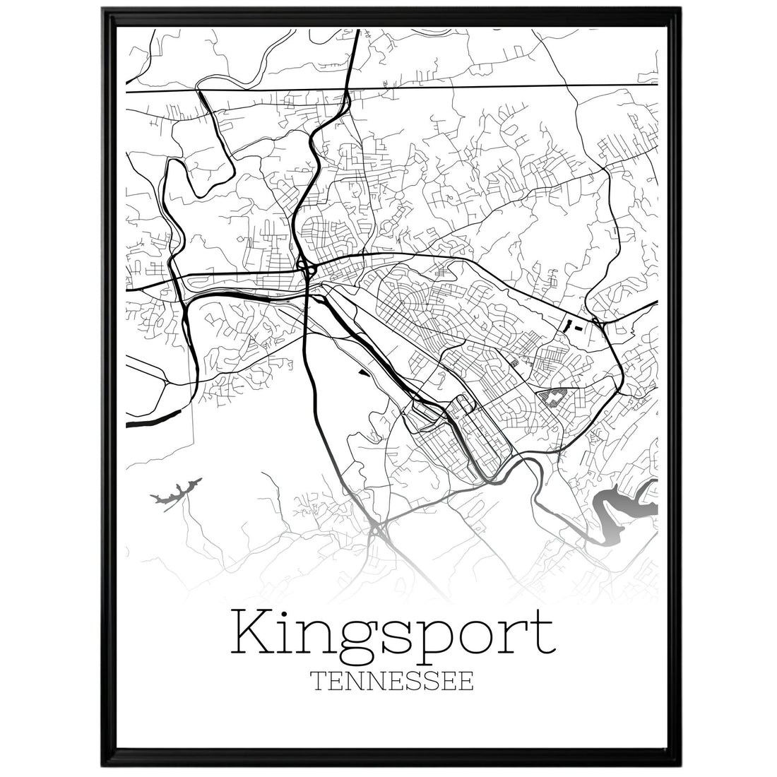 Kingsport Tennessee City Map Poster - GroovyGrove