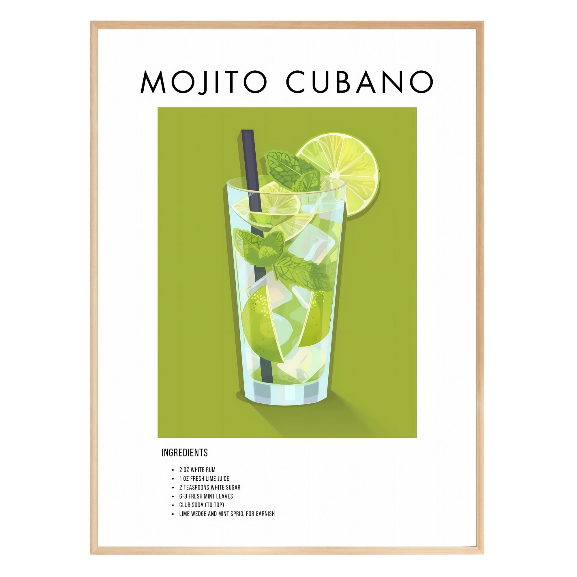 Mojito Cubano Retro Cocktail Poster - GroovyGrove