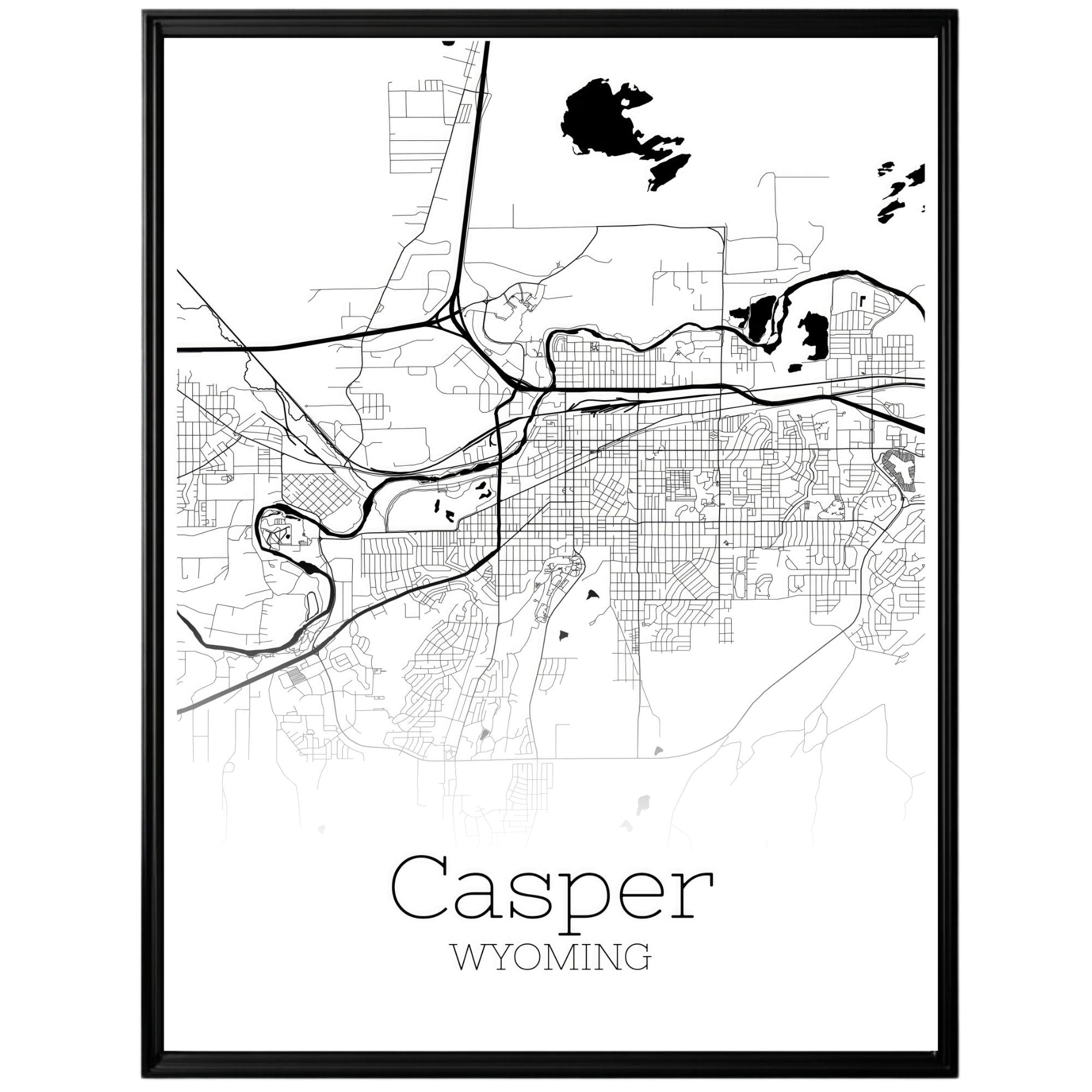 Casper Wyoming City Map Poster - GroovyGrove