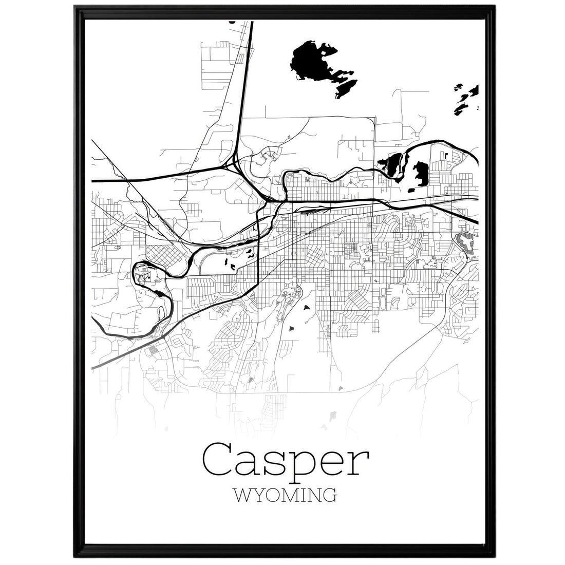 Casper Wyoming City Map Poster - GroovyGrove