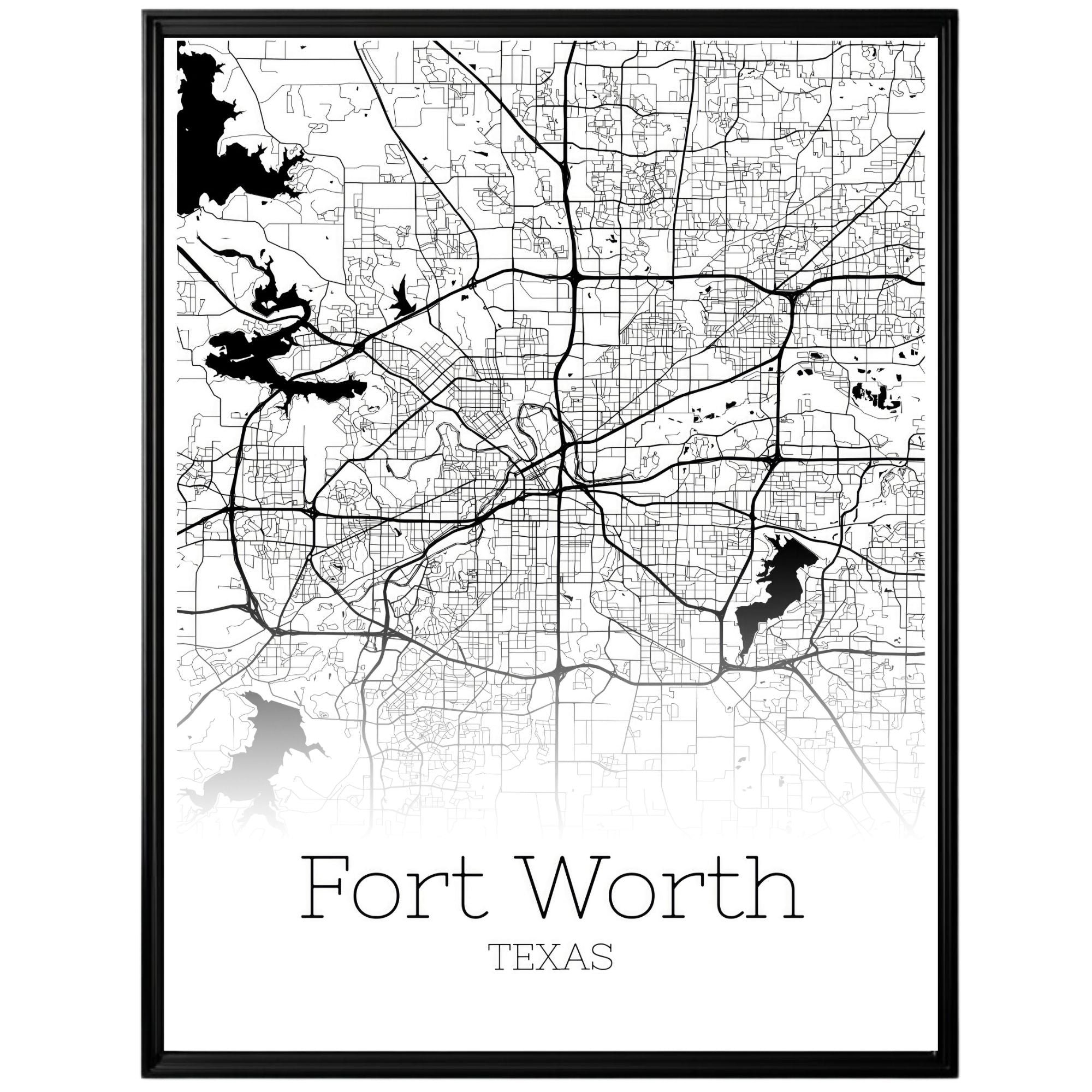 Fort Worth Texas City Map Poster - GroovyGrove