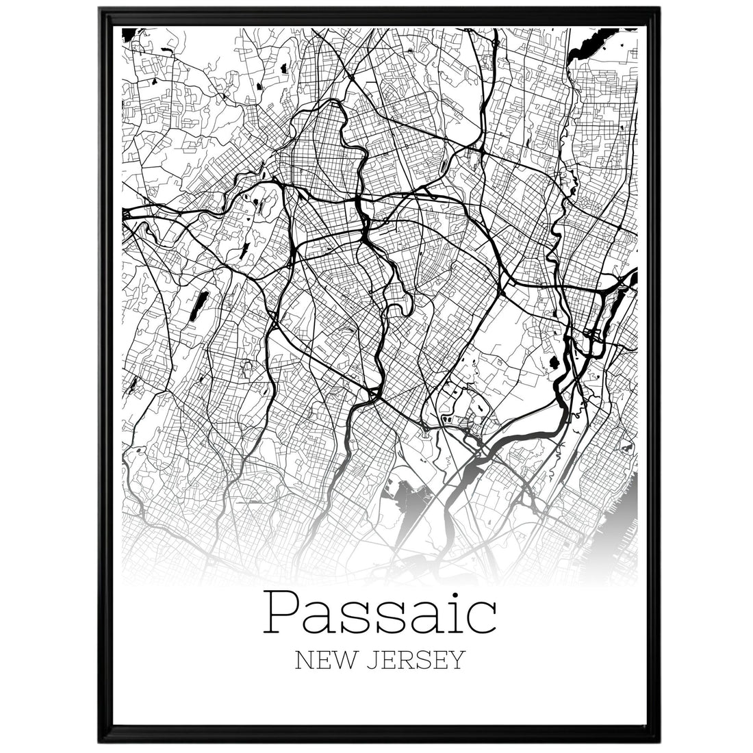 Passaic New Jersey City Map Poster - GroovyGrove