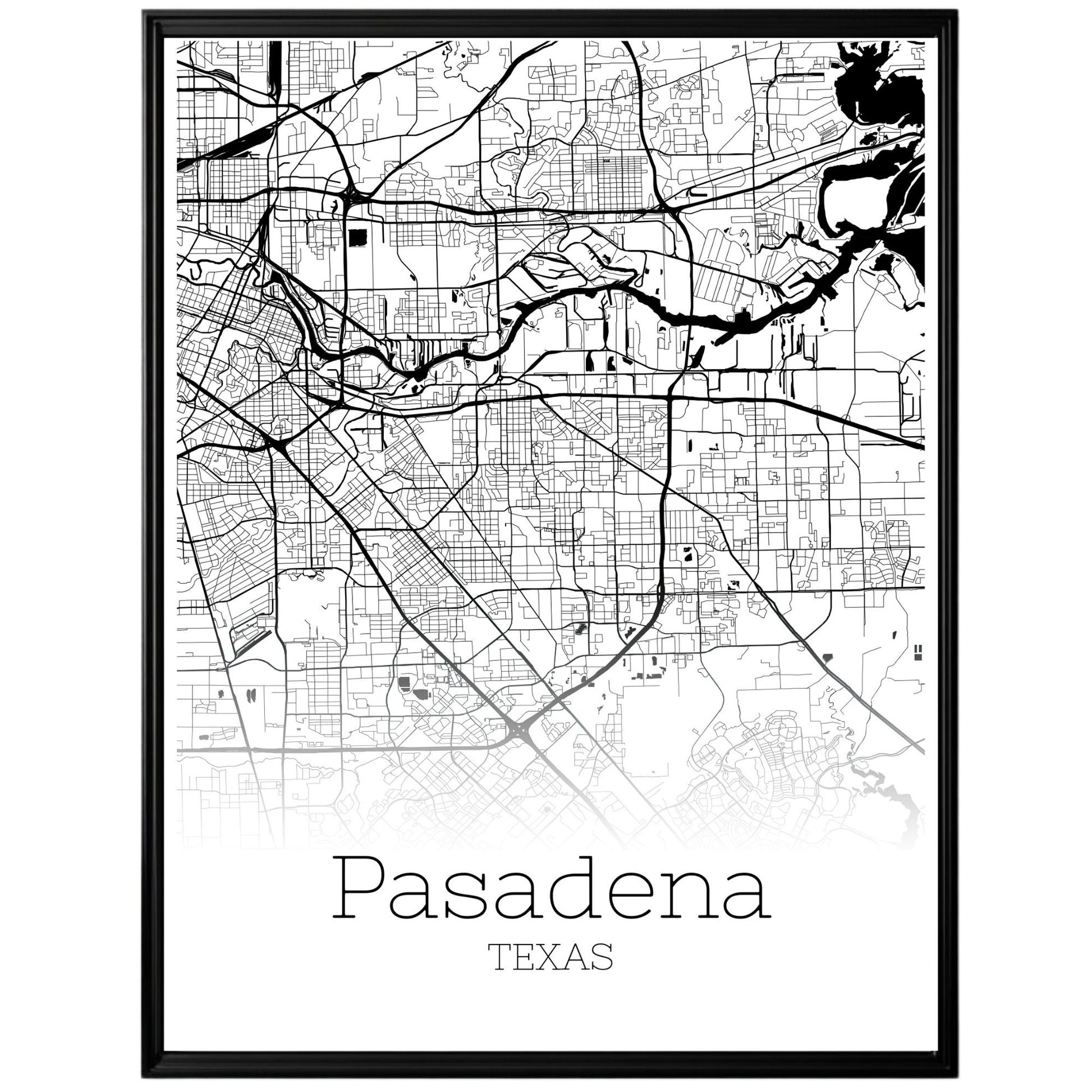 Pasadena Texas City Map Poster - GroovyGrove