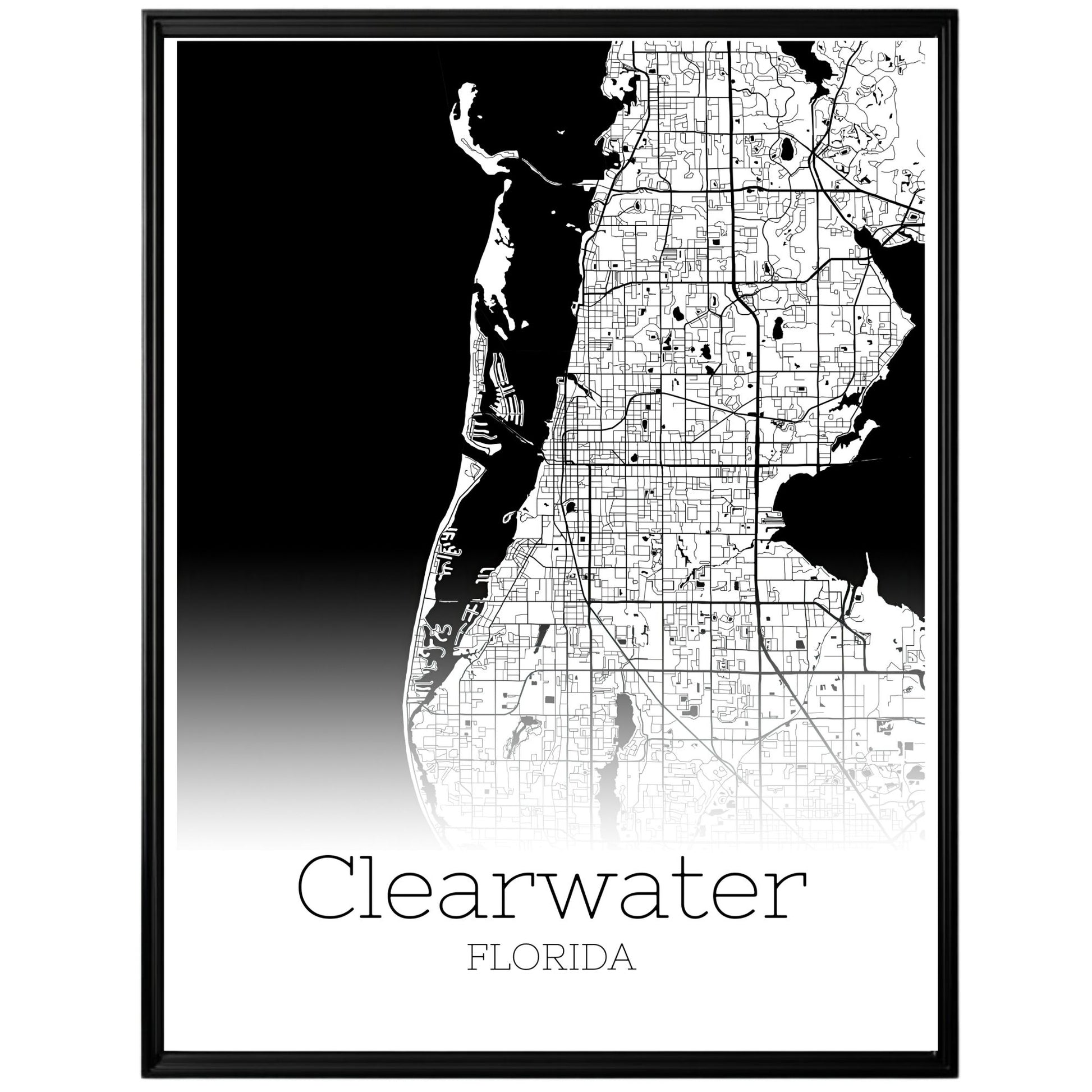 Clearwater Florida City Map Poster - GroovyGrove