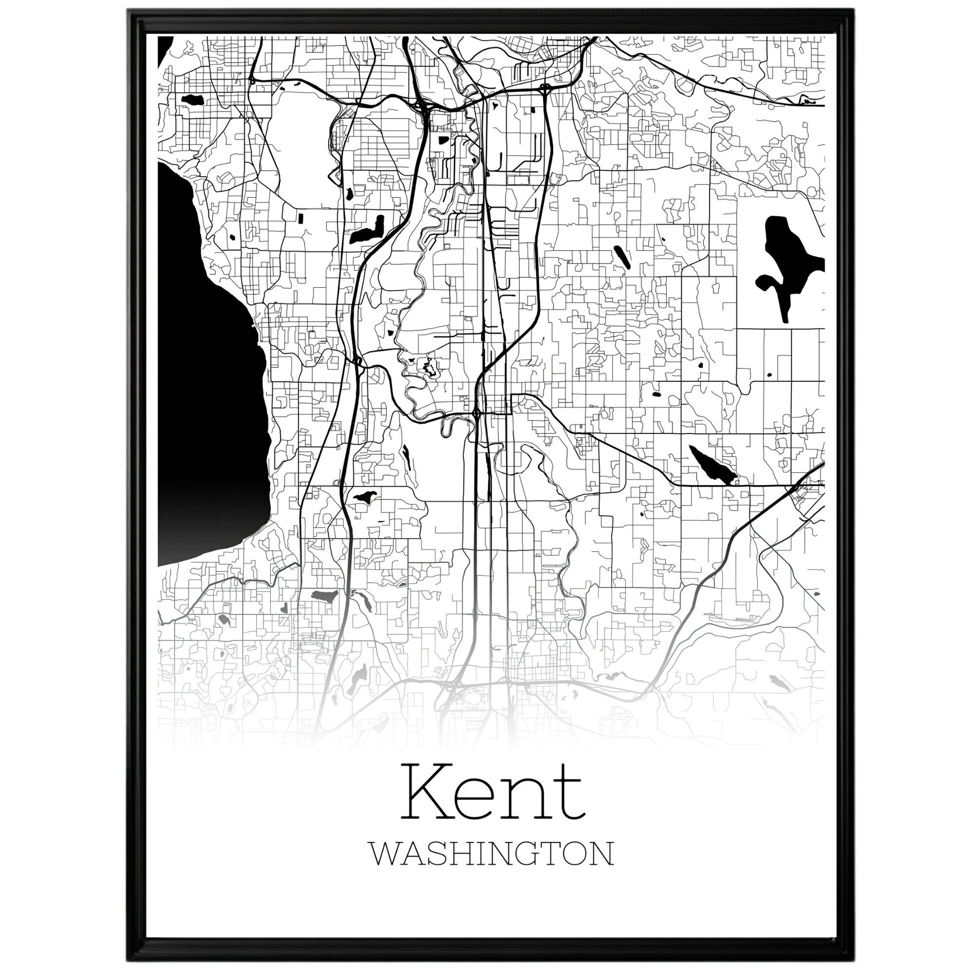 Kent Washington City Map Poster - GroovyGrove