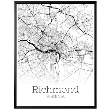 Richmond Virginia City Map Poster - GroovyGrove