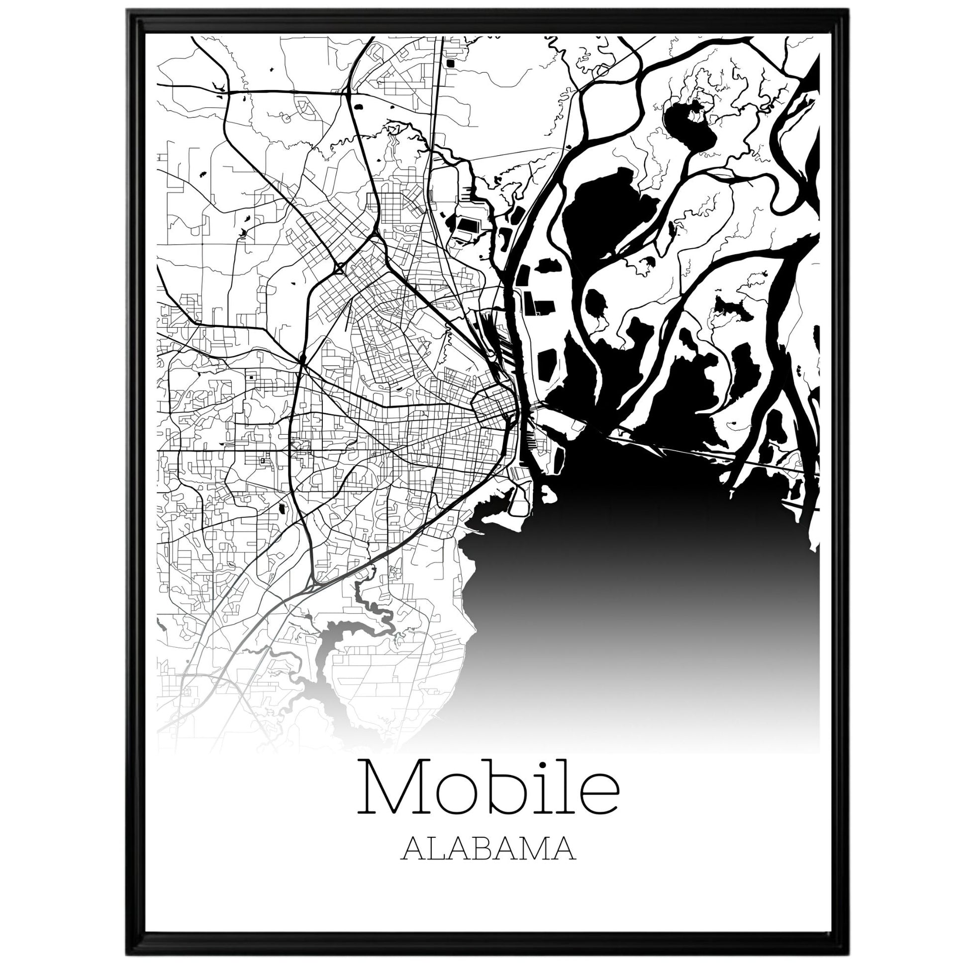 Mobile Alabama City Map Poster - GroovyGrove