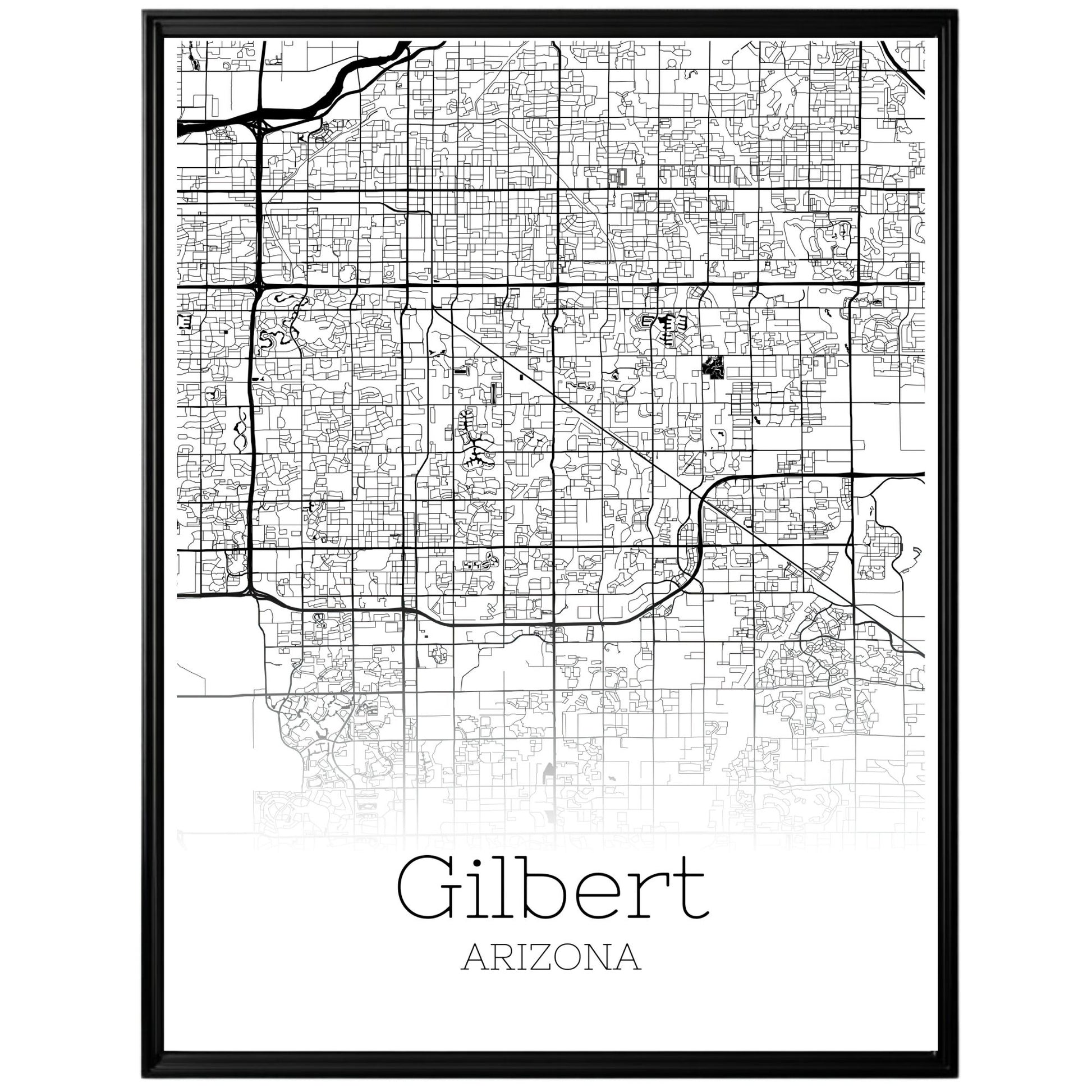 Gilbert Arizona City Map Poster - GroovyGrove