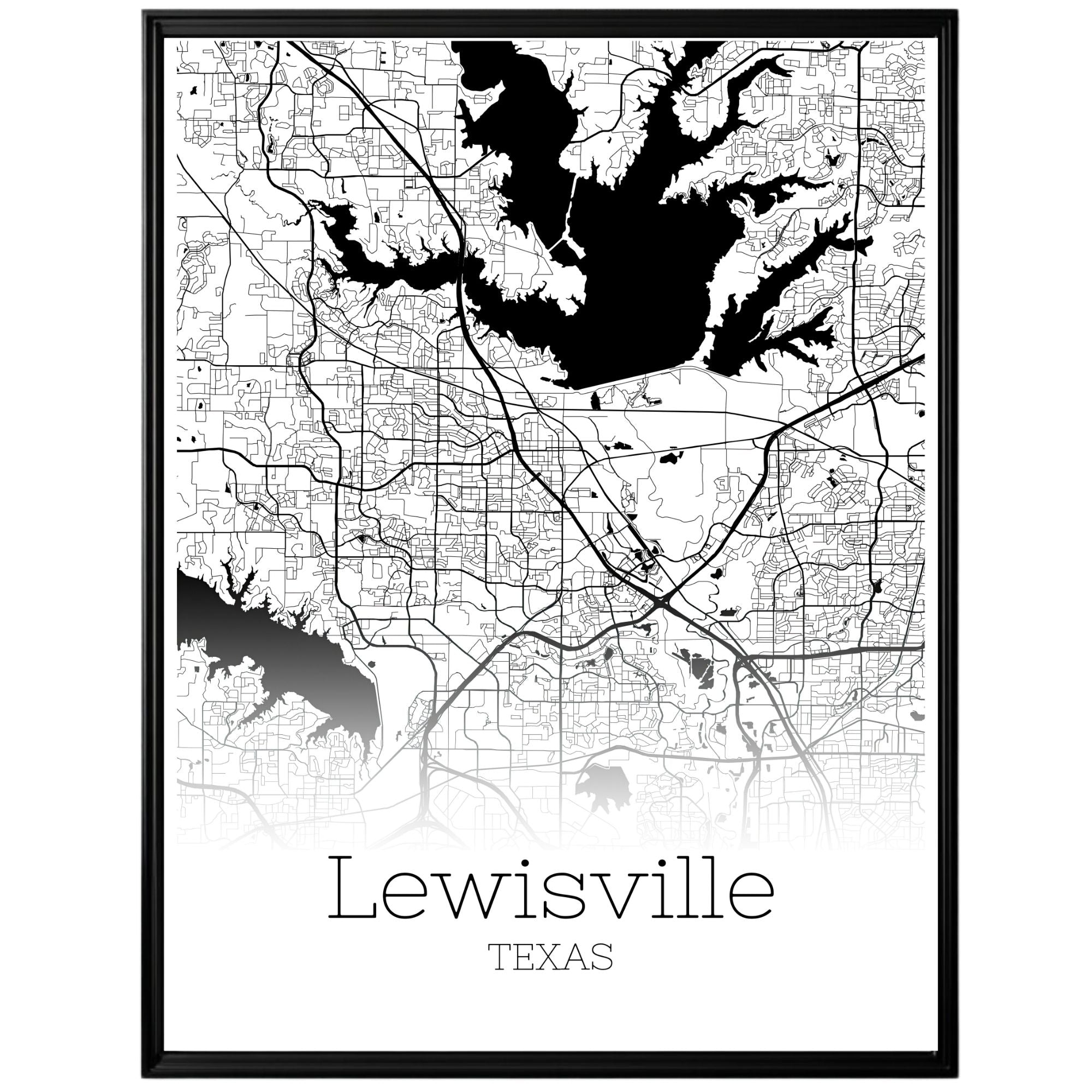 Lewisville Texas City Map Poster - GroovyGrove