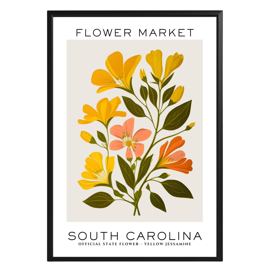 South Carolina Flower Market Poster - GroovyGrove