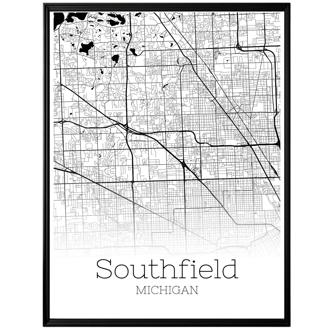 Southfield Michigan City Map Poster - GroovyGrove