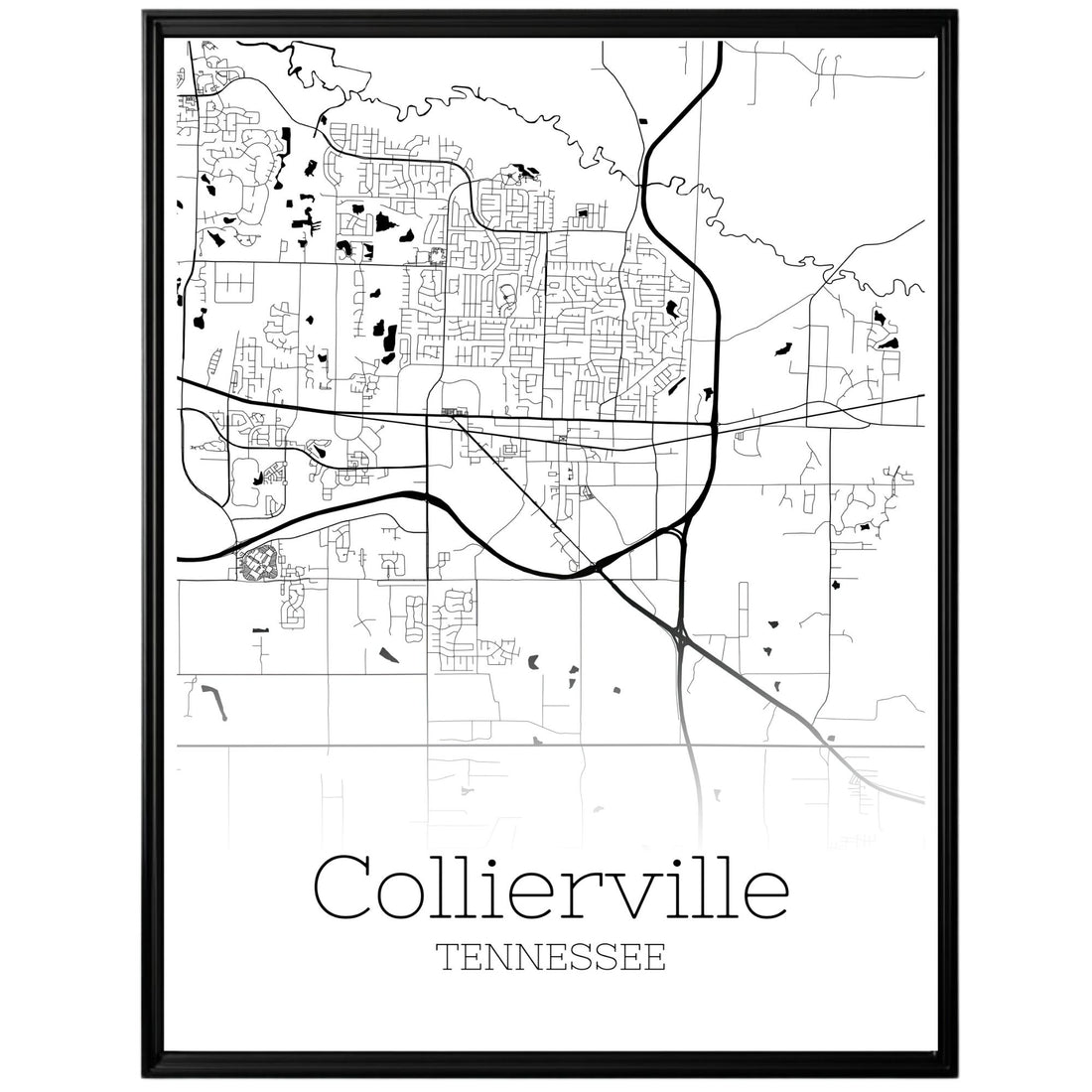 Collierville Tennessee City Map Poster - GroovyGrove