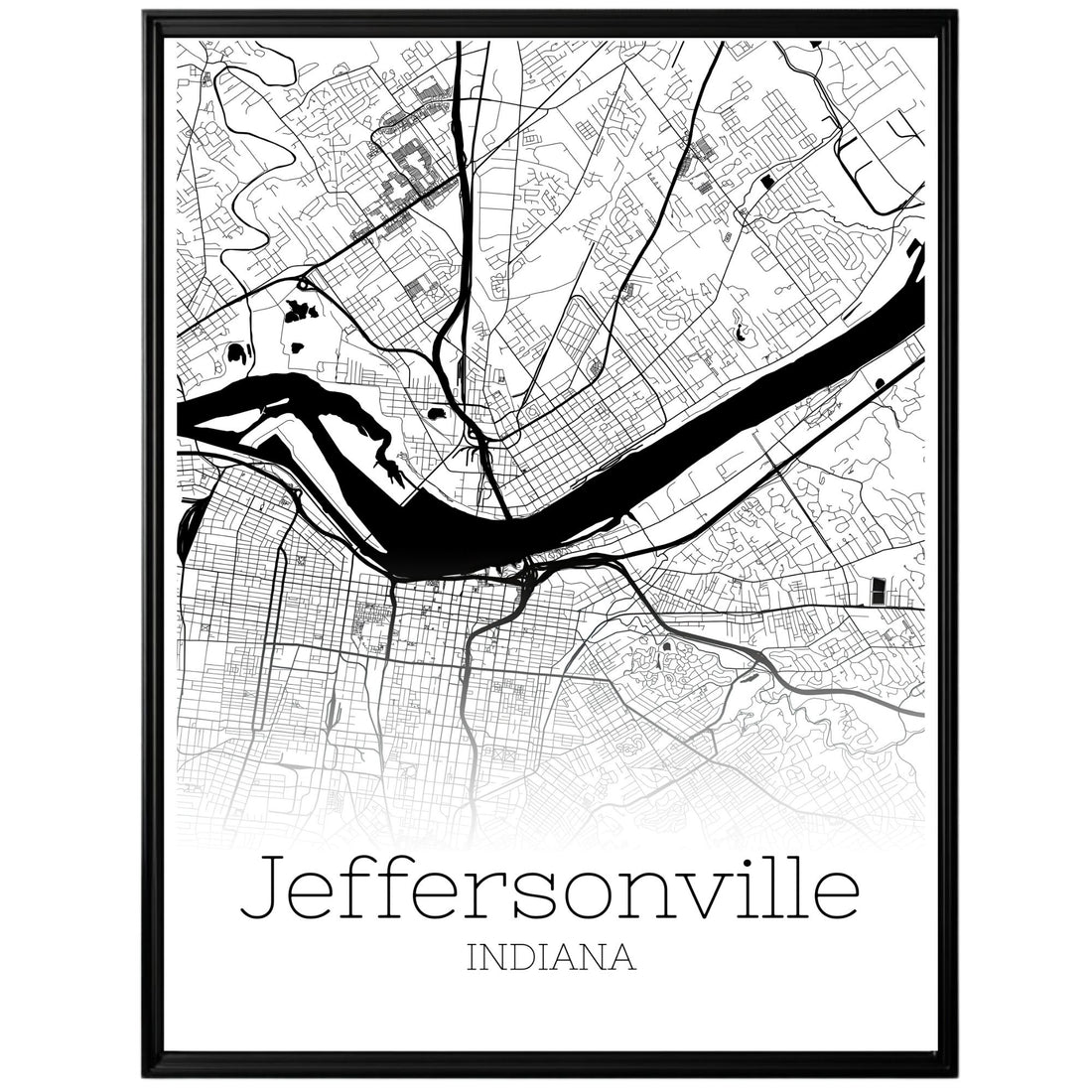 Jeffersonville Indiana City Map Poster - GroovyGrove