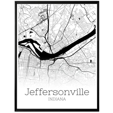 Jeffersonville Indiana City Map Poster - GroovyGrove