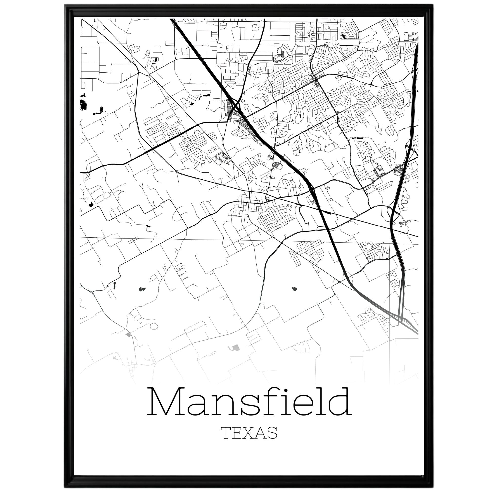 Mansfield Texas City Map Poster - GroovyGrove